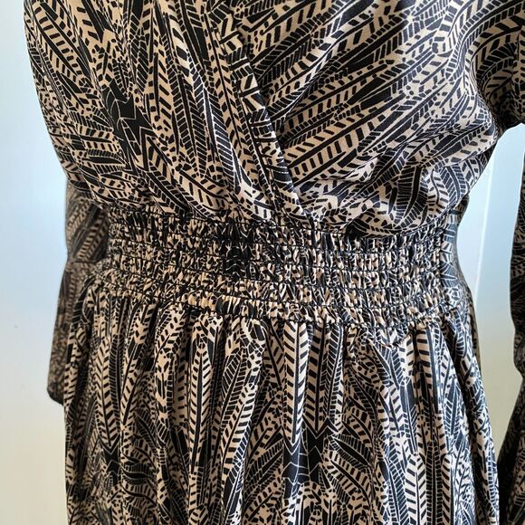 Lapogee Bell Sleeve Boho Elastic Waist Earthy Maxi Dress, size L - Picture 5 of 14